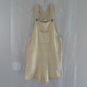 Bohme women’s Cream Short Overalls with Front Pocket, size M